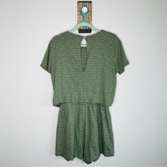 Upwest Olive Green Striped Romper - Picture 3 of 5